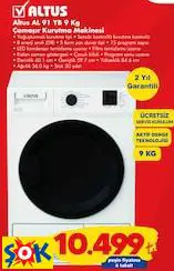 ALTUS AL 91 YB 9 KG ÇAMAŞIR KURUTMA MAKİNESİ ALTUS AL 91 YB 9 KG ÇAMAŞIR KURUTMA MAKİNESİ